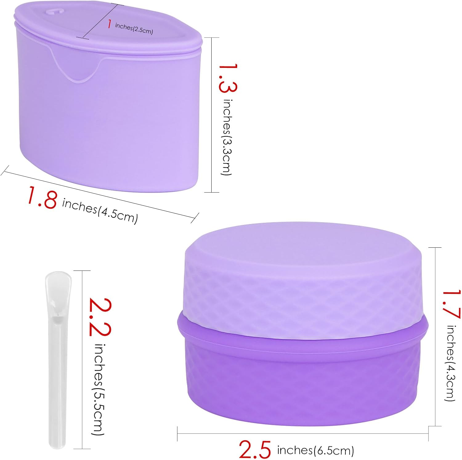 2 Pack Silicone Makeup Containers, Leak-Proof Travel Cosmetic Jars for Creams with Lid, Travel Essentials Accessories for Toiletries (Pink, Purple), Purple+Pink image number 3