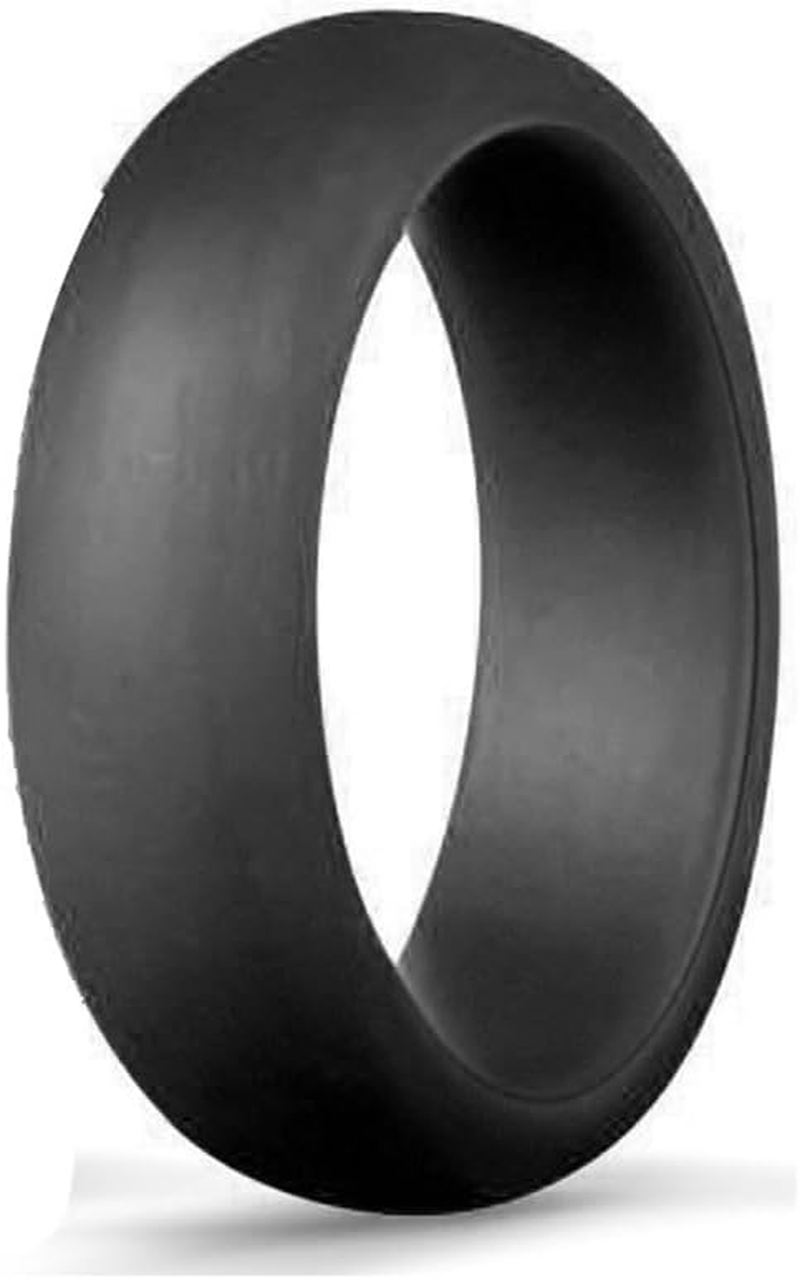 1X Black #6 Silicone Wedding Ring Rubber Band Men Women Casual Sport Gym Gift Sports
