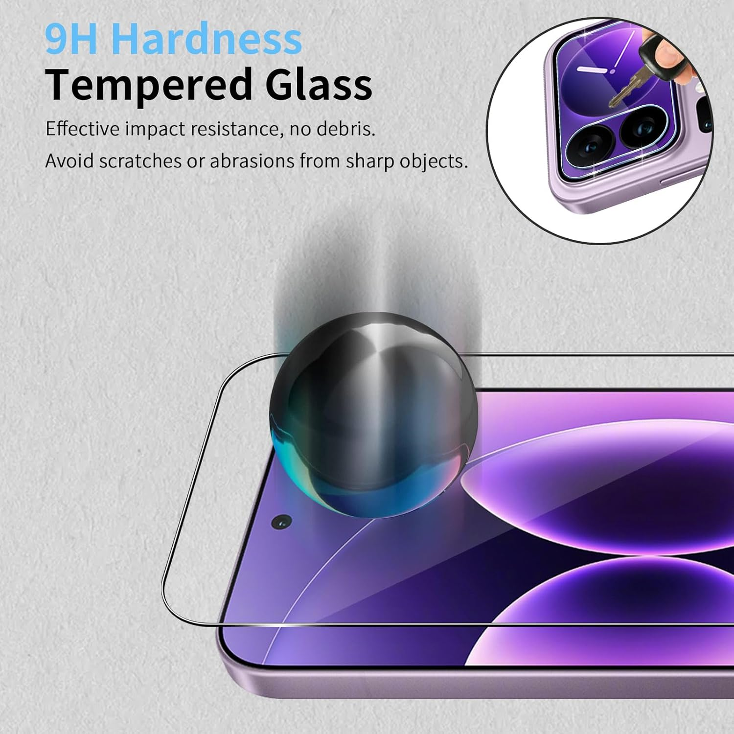 Hidwee Screen Protector Compatible with Xiaomi 17 Pro 5G for Tempered Glass, Pack of 2 9H Hardness External Protective Glass + 2 Soft TPU Inner Screen Protectors + 2 Pieces Camera Protection, Full image number 2