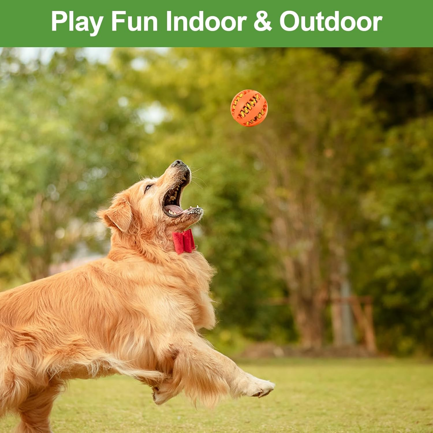 Dog Toy Balls for Large Dogs, 2 Pack 7Cm/2.75" Dog Chew Toys for Slow Feeding Teeth Cleaning, Interactive Pet Ball Toy for Training Fetch Game Relieve Boredom Durable Outdoor Indoor image number 6