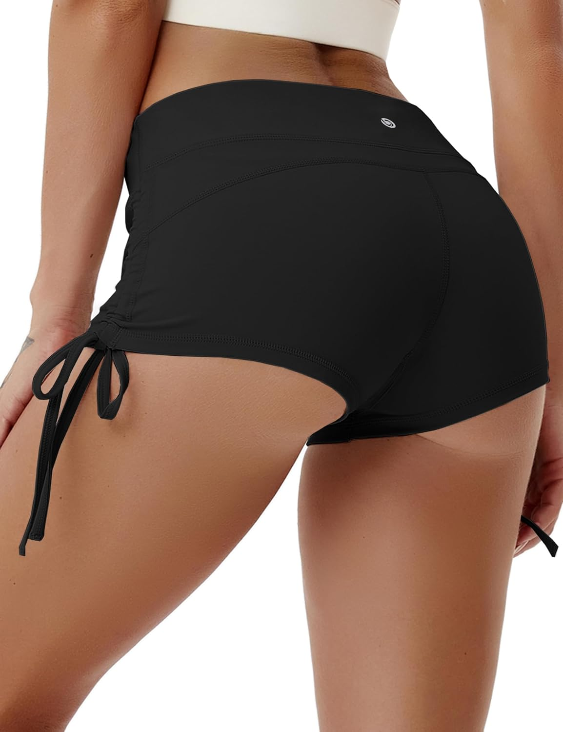 BUBBLELIME Stretch Sexy Booty Yoga Shorts for Women Adjustable Side Ties Running Shorts Workout Fitness Wicking Tummy Control