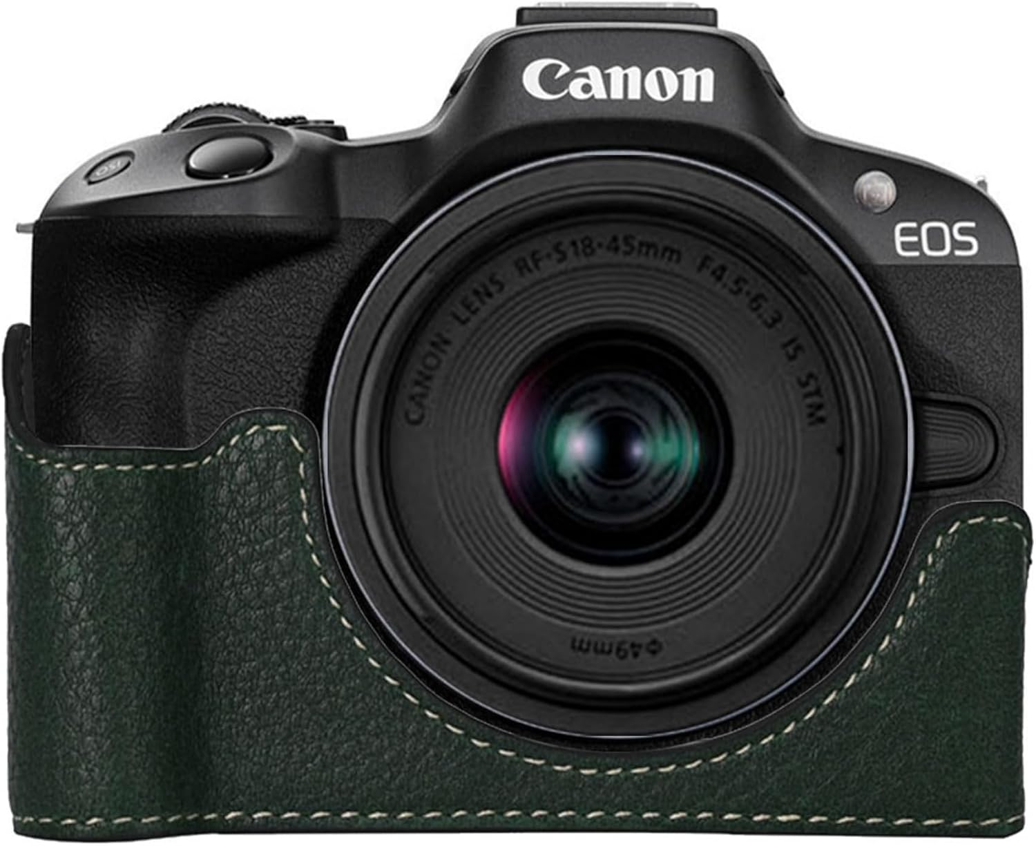 EOS R50 R100 Case, Retro PU Leather Protective Case for Canon EOS R50 R100 DSLR Camera, EOS R50 R100 Camera Case Bag, with Bottom Opening & Shoulder Strap. (Green)