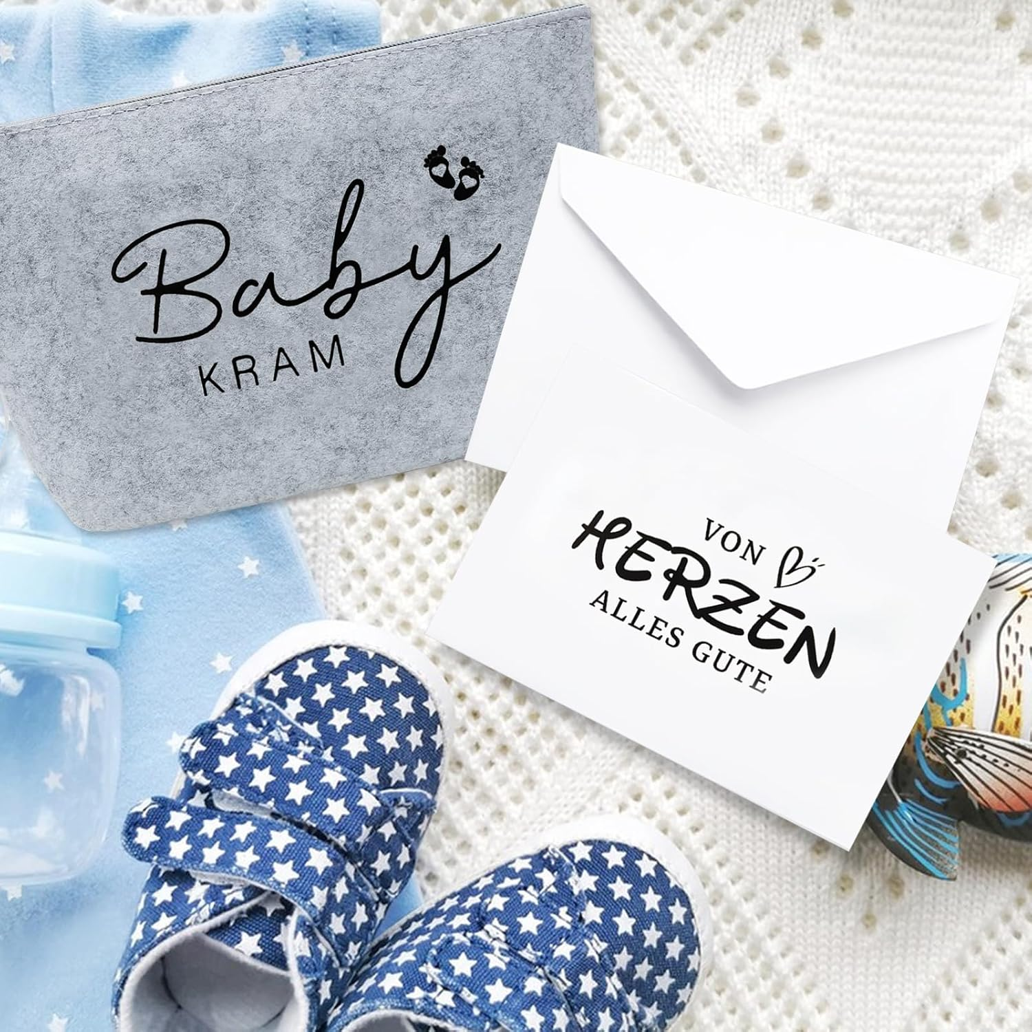 Pack of 2 Gifts for Expectant Mothers, Baby Shower Mom Bag, Cosmetic Bag Made of Felt with Zip, Gifts for Birth Felt Bag for Mum, Pregnancy Gift for New Mum, NO, No image number 4