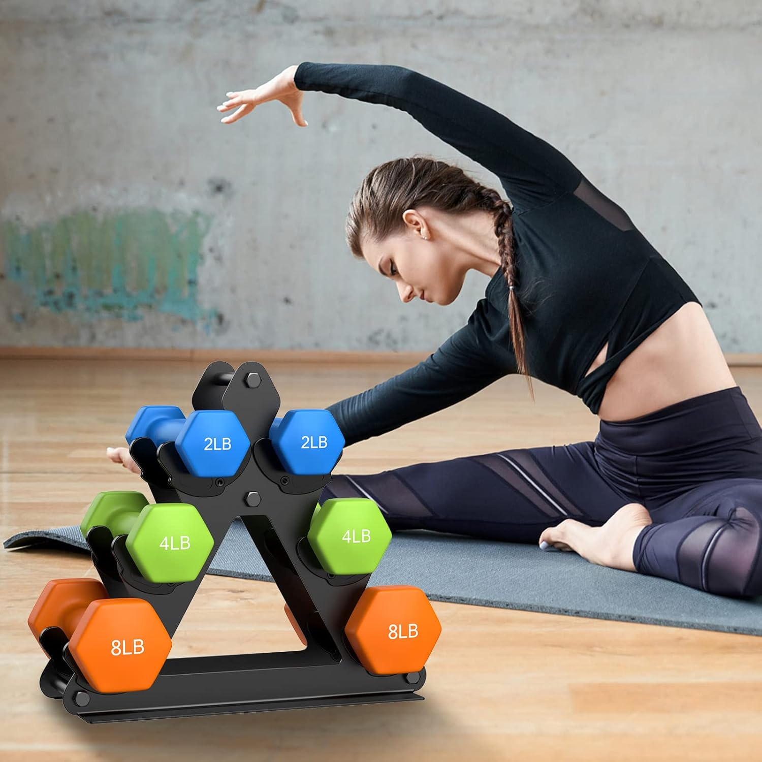 Nrevichng 3 Tier Weight Rack for Dumbbells - Compact Holder Small Dumbbell Stand Only Works 1-15 LBS, Metal Weights Organizer Designed Child Women Home Gym Exercise image number 6