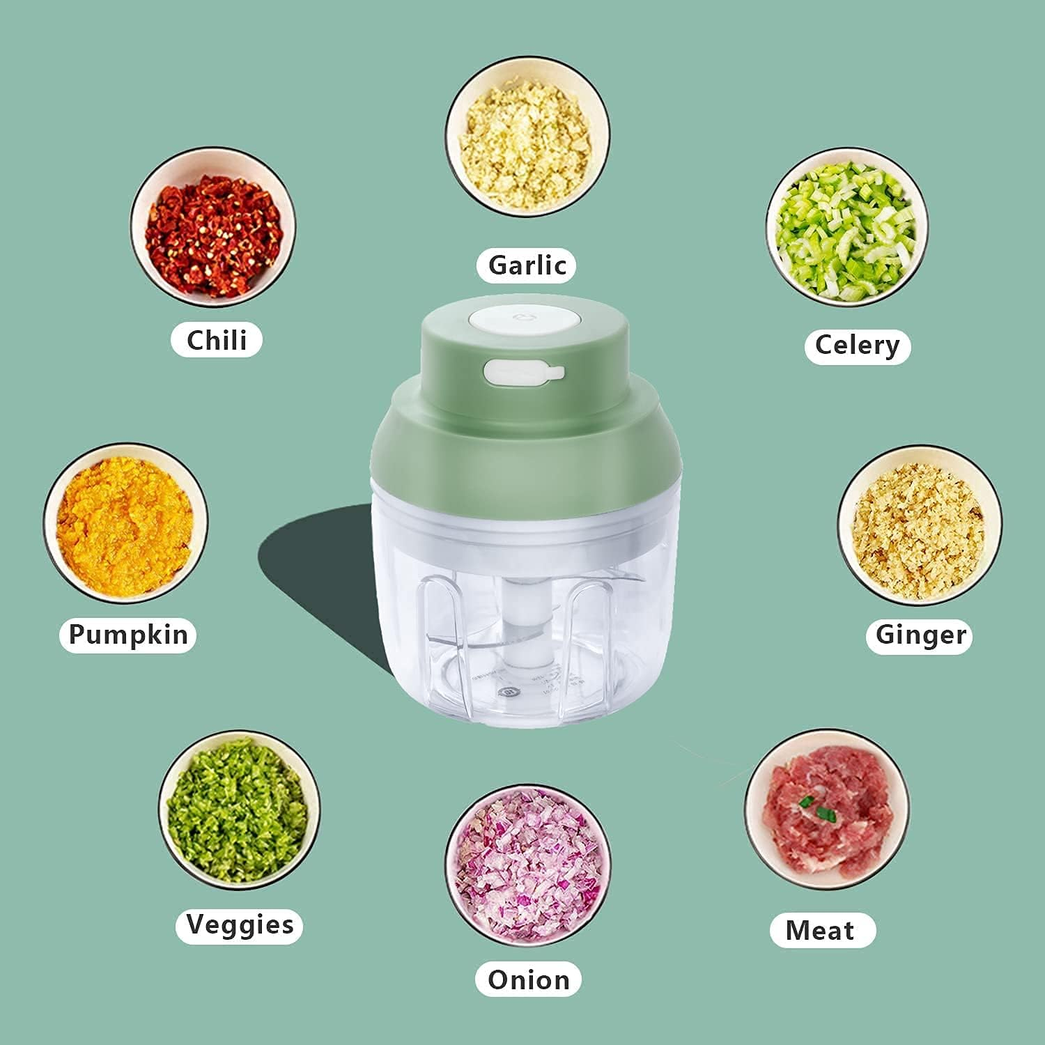 Electric Garlic Chopper, Kenpiko Powerful Mini Chopper, Rechargeable Electric Mini Garlic Chopper for Vegetable/Onions/Meat/Salad, 250ML/100ML, 2 Stainless Steel Blade, Waterproof, BPA Free image number 4