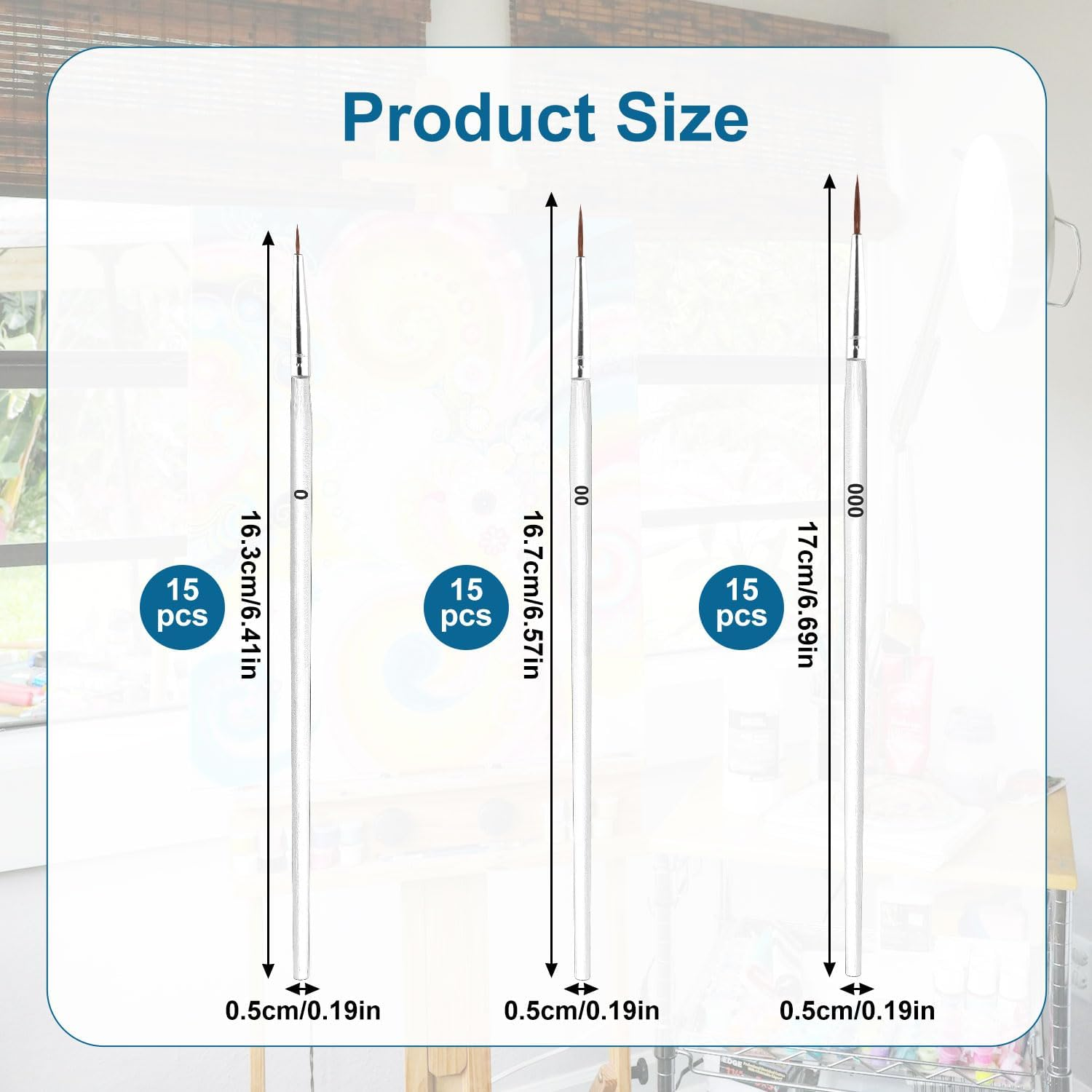45Pcs Tiny Detail Paint Brushes, Miniature Painting Kit Brushes with 3 Sizes #0#00#000 Fine Liner Brushes for Painting Crafts Watercolor Acrylics Oil Face Art Miniature Painting(White) image number 5