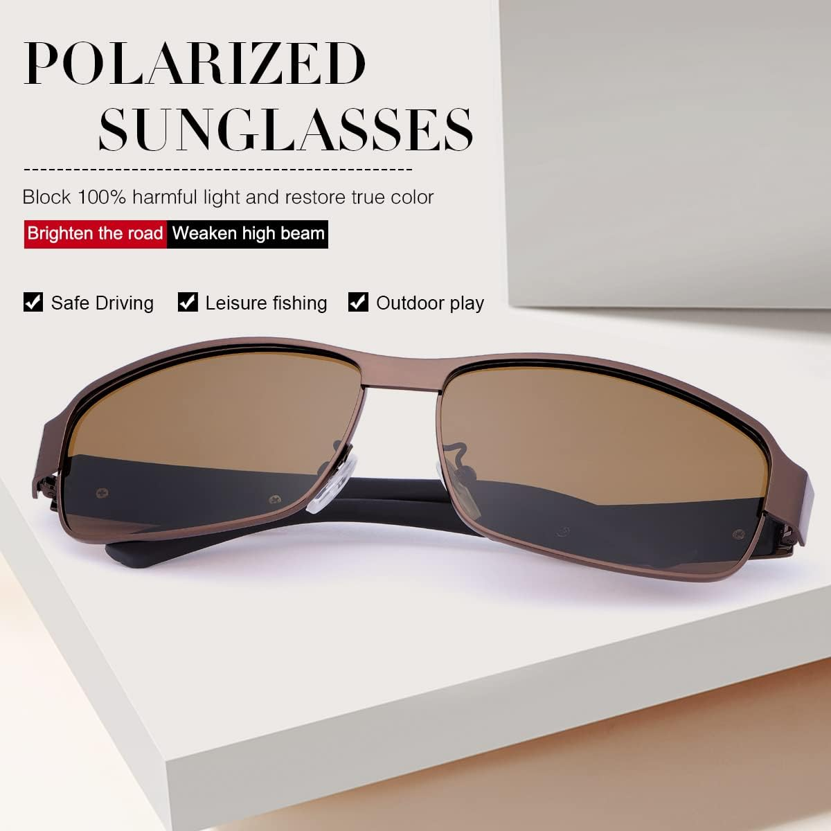 MIRYEA Polarized Sunglasses Mens UV400 Protection Lightweight Sun Glasses UV400 Protection, Sports, Fashion, Driving, Golf, Fishing, Outdoor image number 6