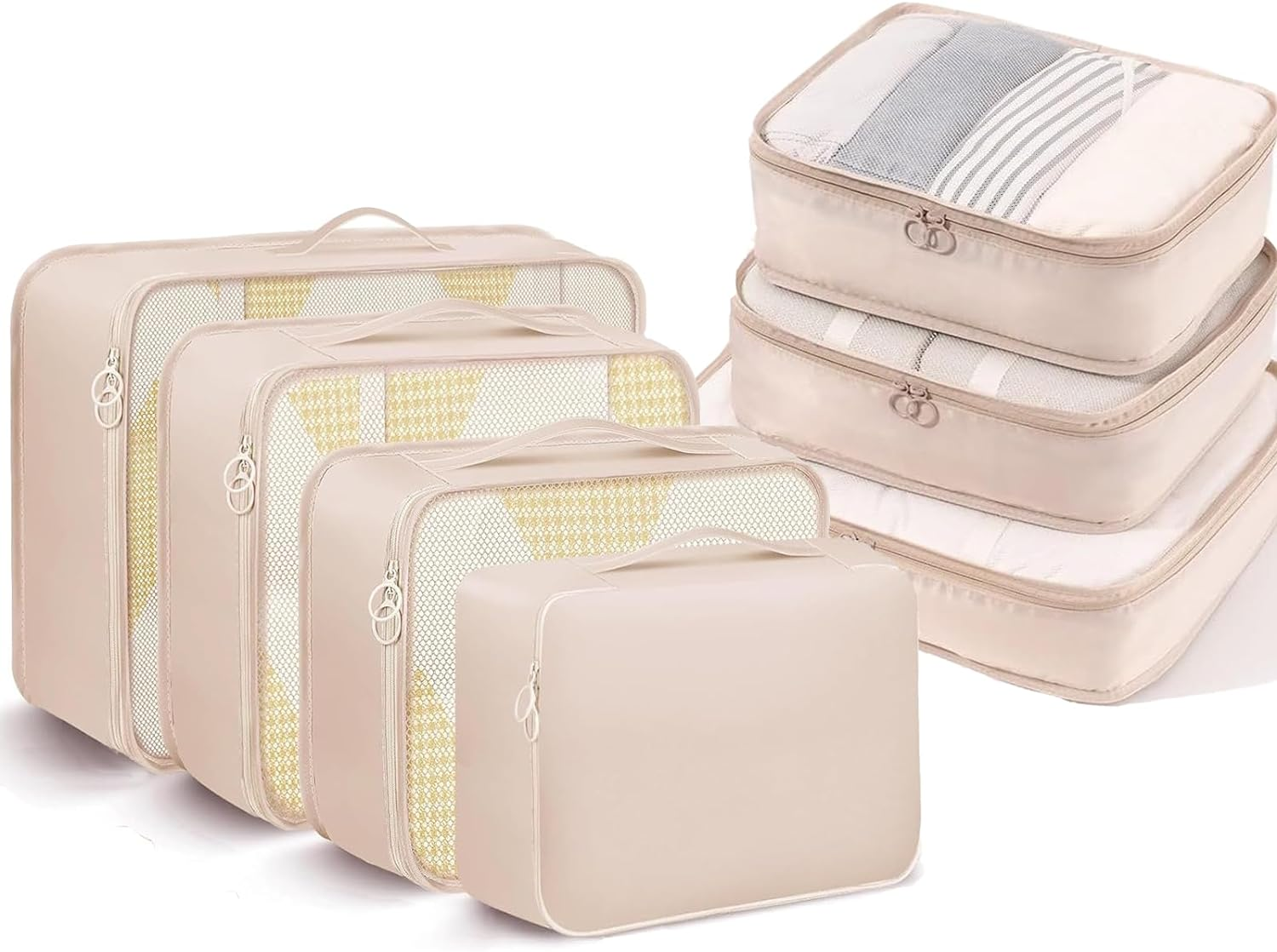 Packing Cubes, 7 Set Travel Packing Bags, Suitcase Organisers for Clothes, Travel Cubes Storage Bag Luggage Accessories (Black, Packing Cubes + Underware Bag)