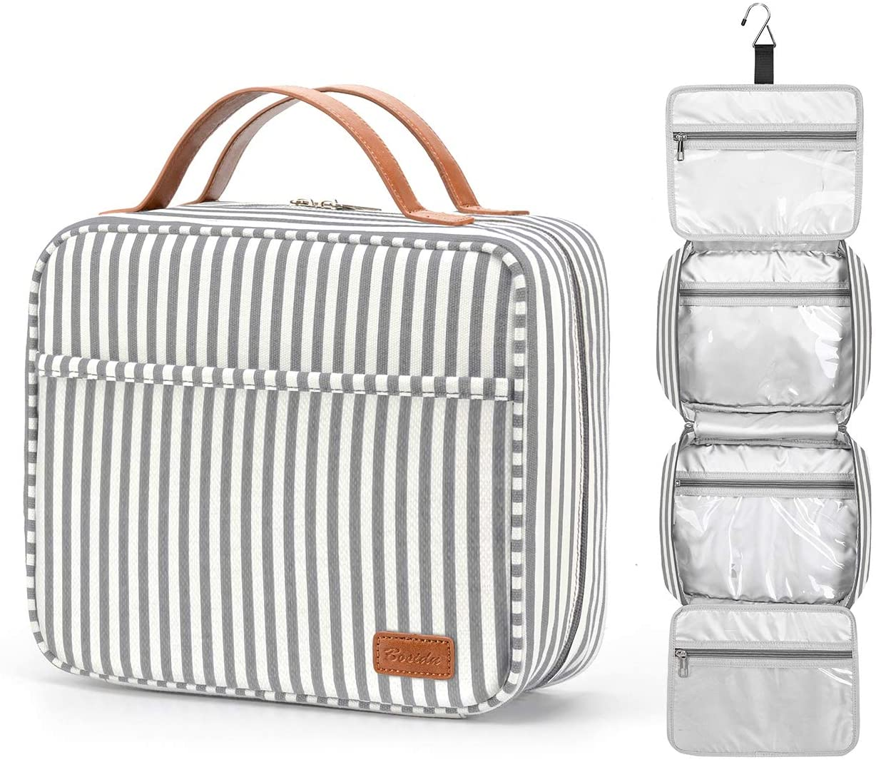 Hanging Travel Toiletry Bag,Large Capacity Cosmetic Travel Toiletry Organizer for Women with 4 Compartments & 1 Sturdy Hook,Perfect for Travel/Daily Use/Christmas