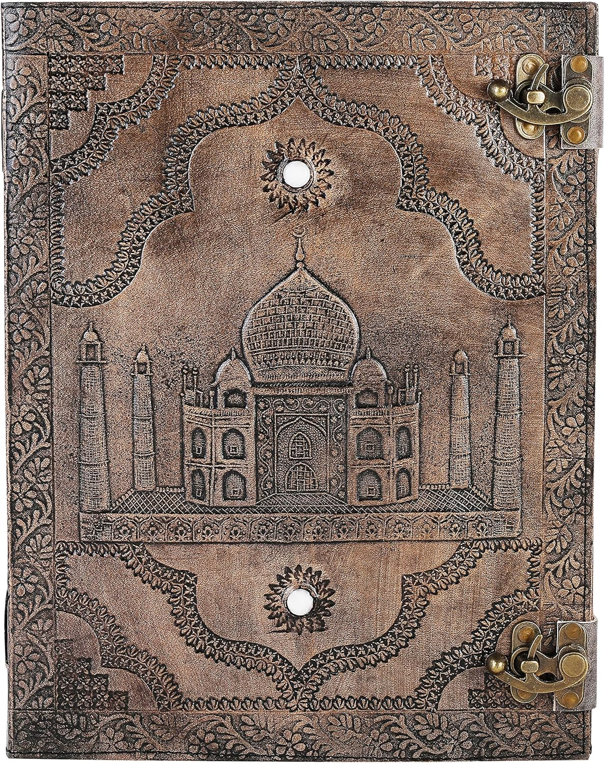 OVERDOSE Tajmahal Vintage Leather Journal - Handmade Antique Journal for Students & Office for Men Women Diary Leather Sketchbook Drawing - Size 10 X 13 Inches | 25 X 33 Cm