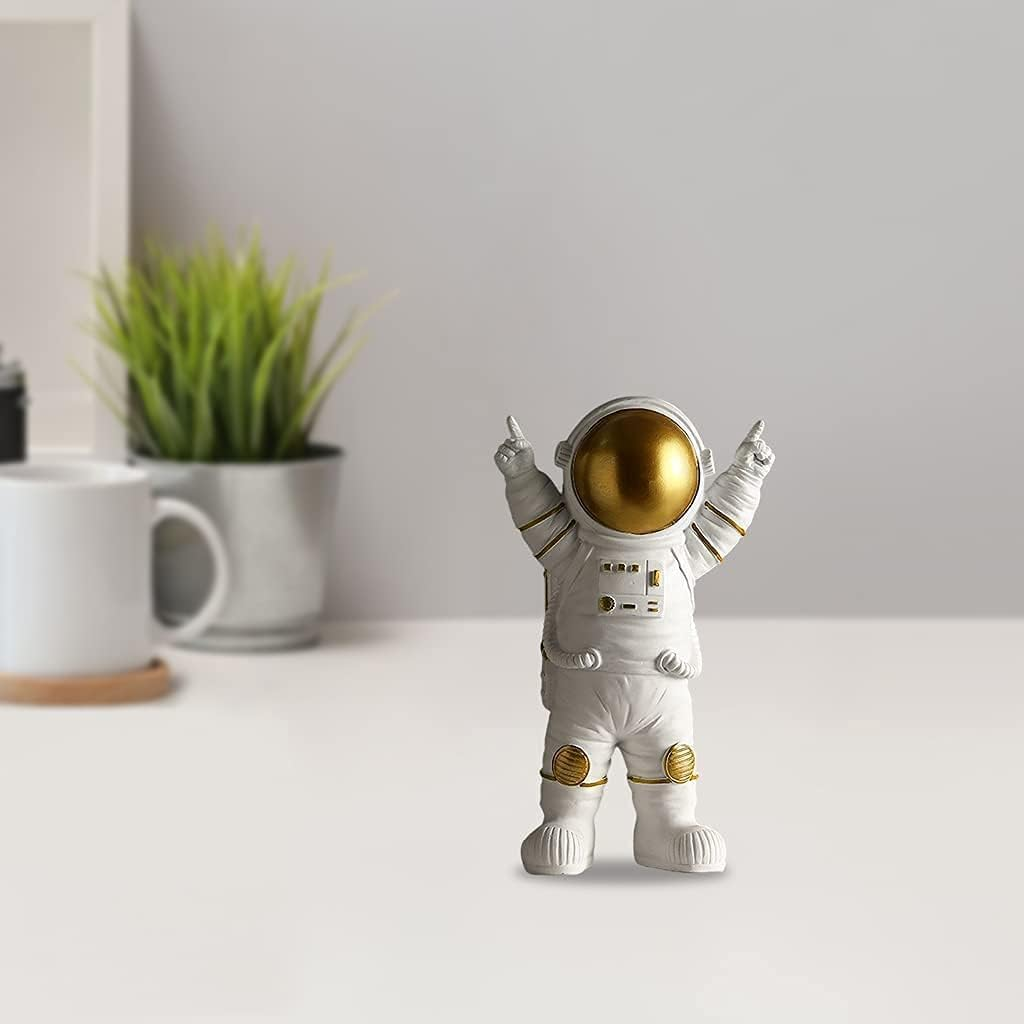 Spaceman Statue Astronaut Figurine Resin Spaceman Model Ornament Astronaut Sculpture for Home Office Desktop Tabletop Decoration - Gold Victory image number 4