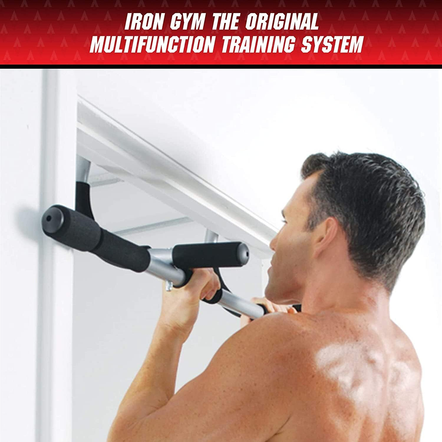 Iron Gym Pull-Up Bar - Total Upper Body Workout Bar for Doorway, Adjustable Width Locking, No Screws Portable Door Frame Horizontal Chin-Up Bar, Fitness Exercise image number 4