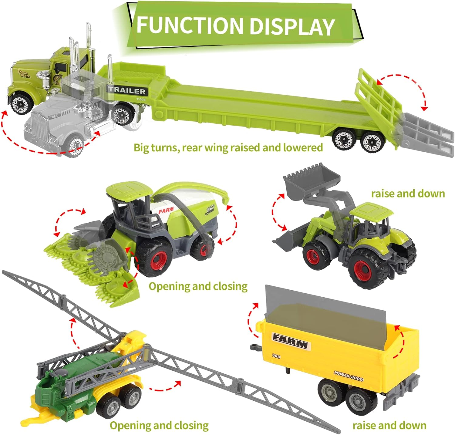 Oriate Kid'S Farm Tractor Vehicle Playset, Diecast Car Set Educational Mini Farm Animals with Flatbed Trailer, 1:64 Scale, 3+ Years, Classic Style - Firefighting image number 5