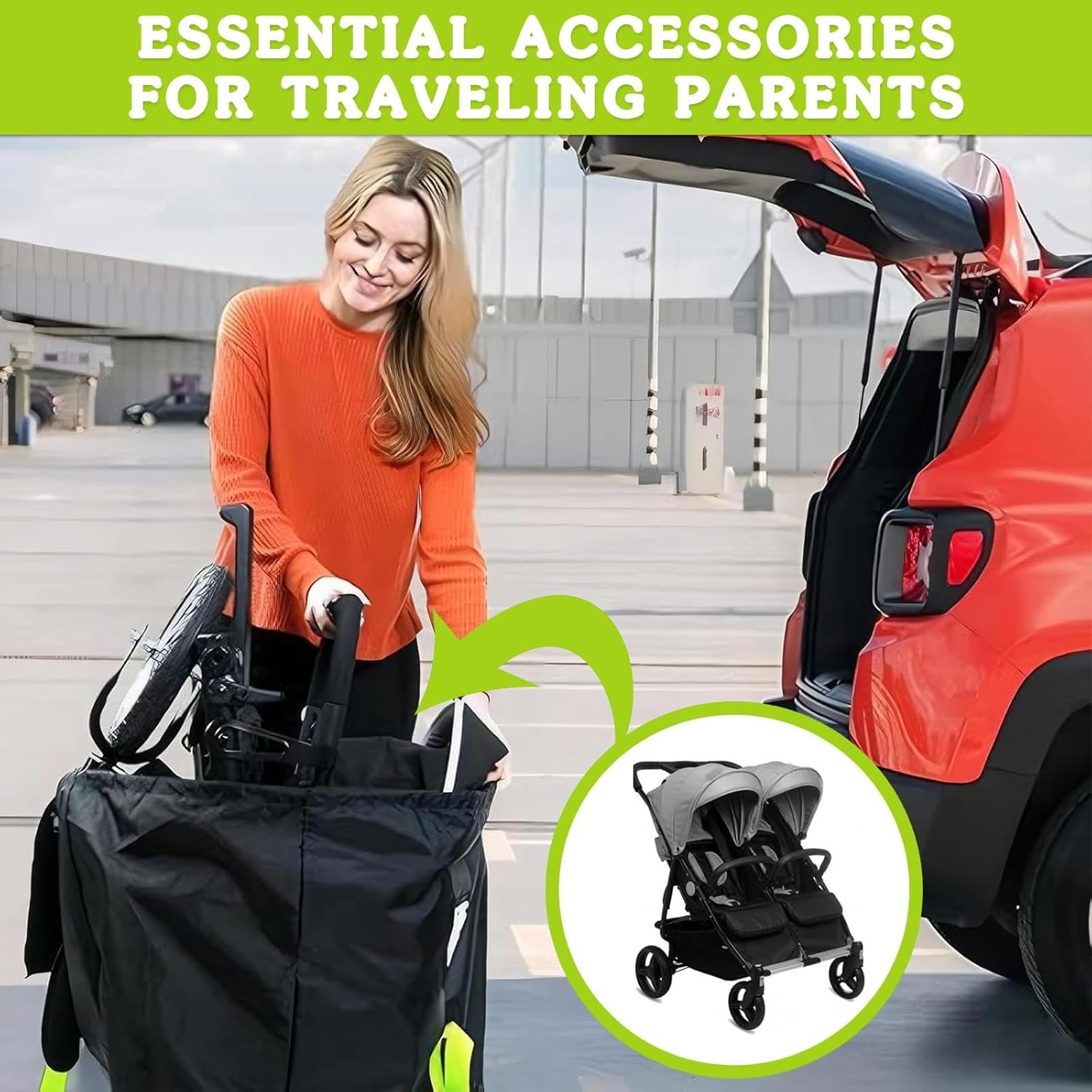 Car Seat Bags for Air Travel - Durable Baby Carseat Cover for Airplane Travel Gate Check Bag - Double/Single/Jogging Car Seat Travel Bag for Airplane & Stroller Padded Bag for Airplane (Extra Large) image number 5