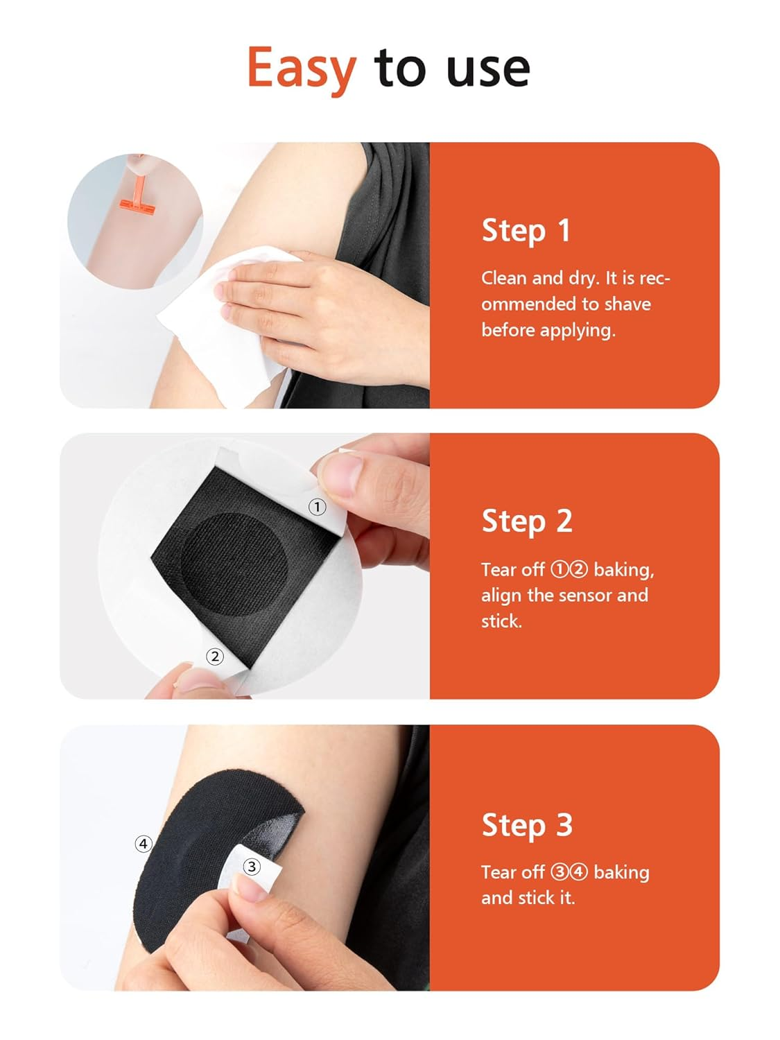 20 Pack Freestyle Libre 2 Covers, Libre 2 Sensor Covers Waterproof Skin-Friendly Long Lasting for 10-14 Days, No Glue in the Center by SUNMON (Black)