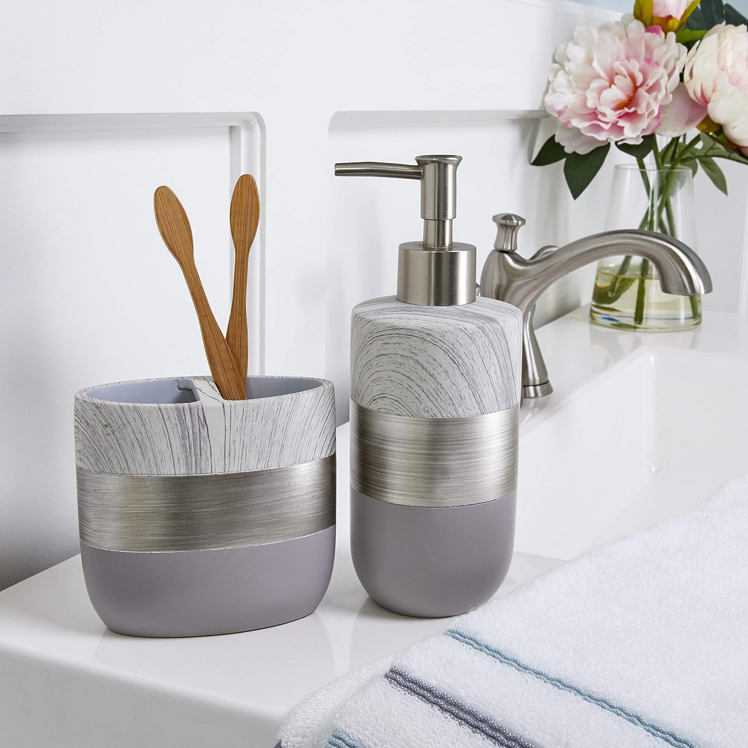 SKL Home by Saturday Knight Ltd. Liselotte Soap Dispenser, Silver image number 5