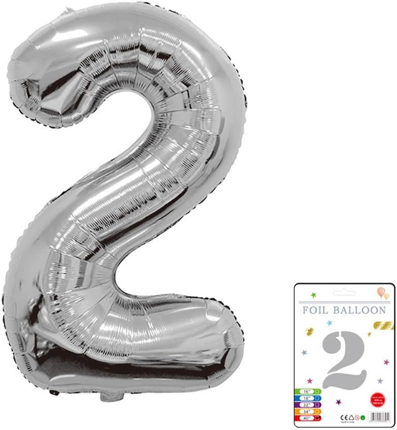 Silver 40 Inch Giant Number Balloons Foil Digital Balloon for Birthday Anniversary Party Festival Decorations (Silver9) image number 1