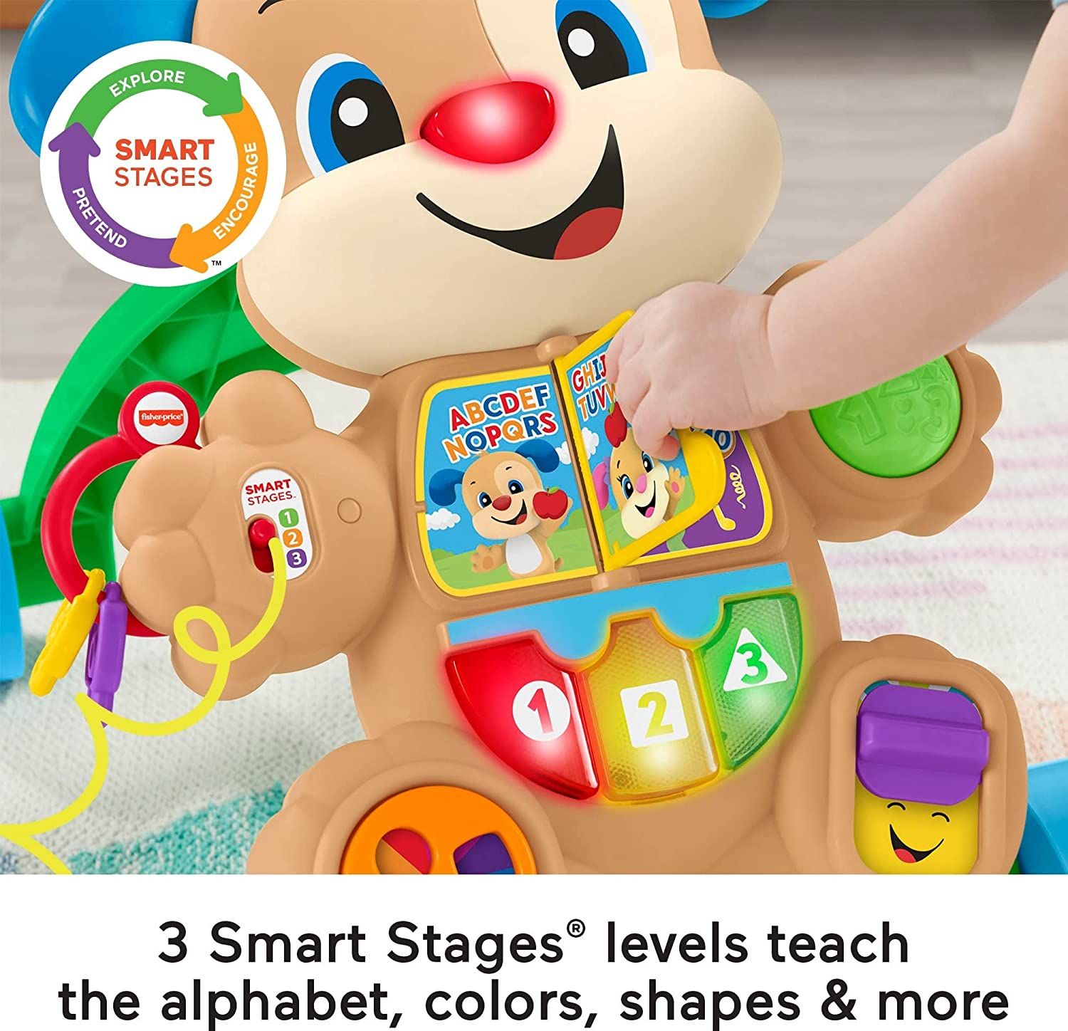 Fisher-Price Baby Toy Laugh & Learn Smart Stages Puppy Walker with Educational Music Lights & Activities for Infants Ages 6+ Months image number 2