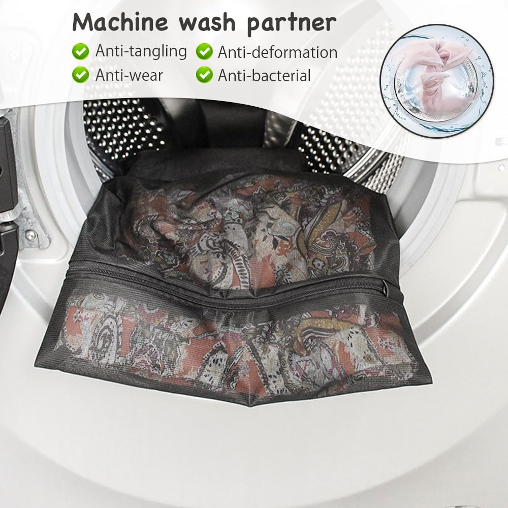 Chamgeco 4PCS Mesh Laundry Bags, Travel Storage Organize Bag for Delicates with Premium Zipper, Clothing Washing Bags for Laundry,Blouse, Bra,Hosiery,Stocking,Underwear,Lingerie (Set of 4 - Black)