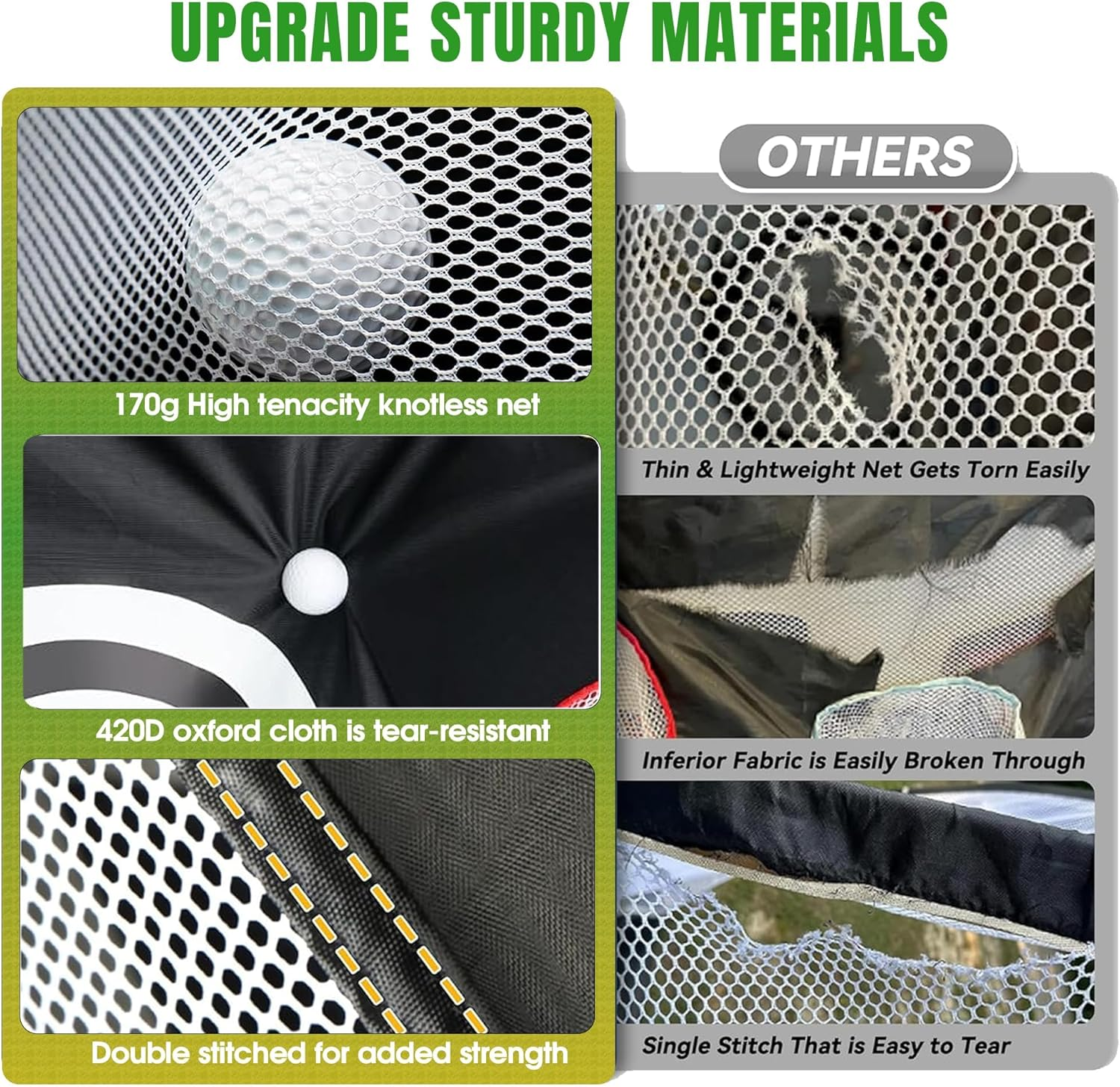 Golf Net, 10X7Ft Golf Practice Net with Tri-Turf Golf Mat, All in 1 Home Golf Hitting Aid Nets for Backyard Driving Chipping Swing Training with Target/Mat/Balls/Tee/Golf Lovers