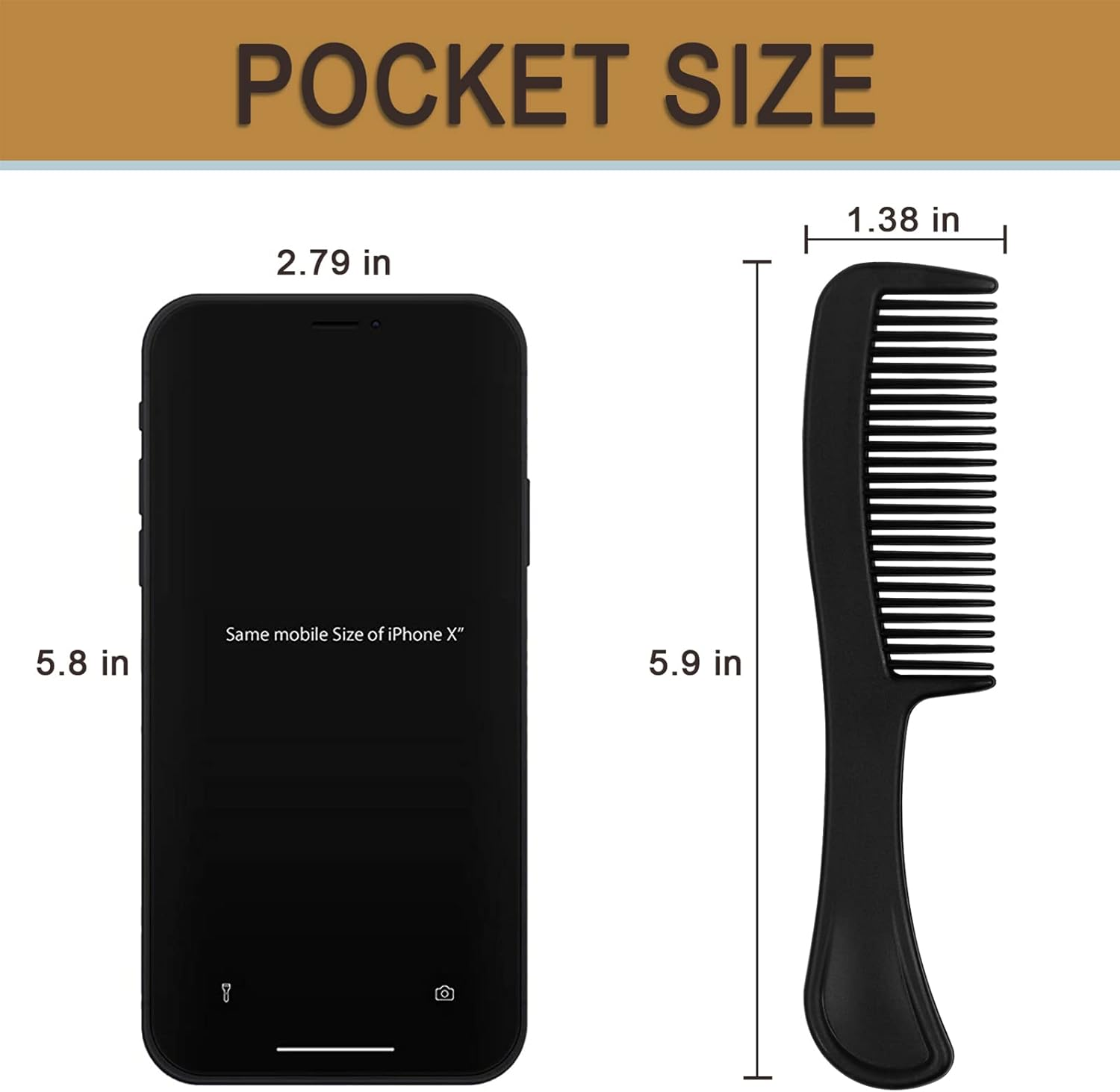 Hqslsund 200 Pcs Combs, Polypropylene (PP) Hair Combs in Bulk, Individually Wrapped for Women, Kids, Hotel, Airbnb, Shelter/Homeless/Nursing Home/Charity/Church(Black,200) image number 2