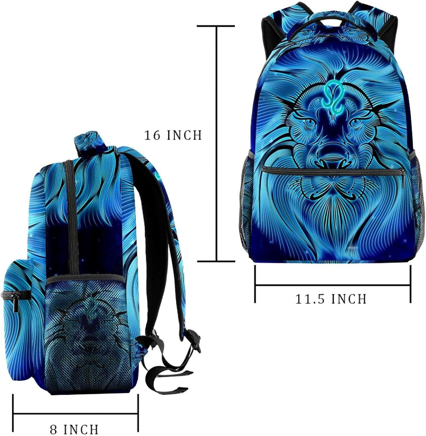 Zodiac Sign Lion Design Backpack Students Shoulder Bags Travel Bag College School Tote Backpacks image number 4
