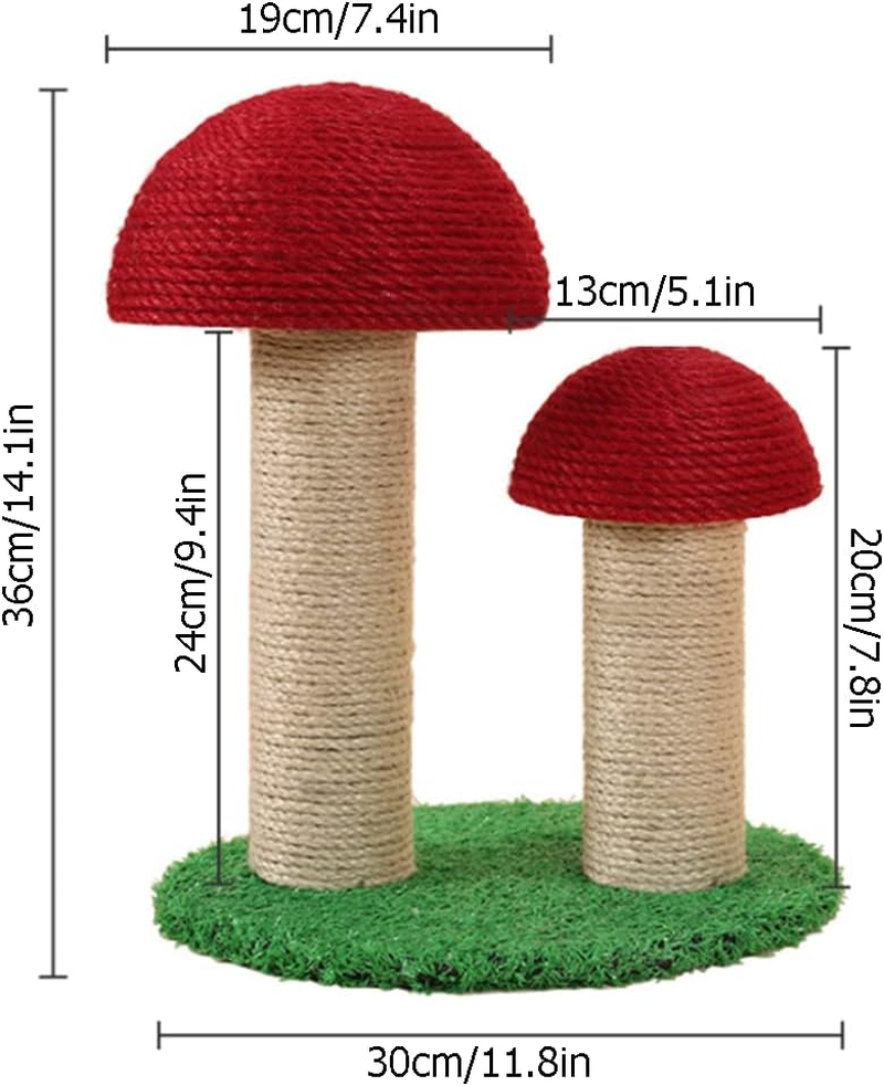 Play Creativity Cat Tree, Mushroom Cat Scratching Post with Durable Sisal Materials, Unique Cat Condo Protect Your Furniture Rest image number 2