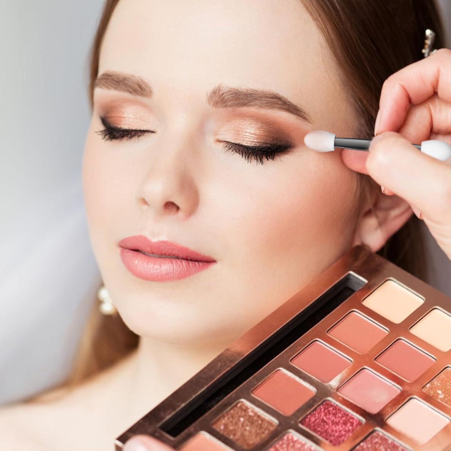 HAIKING Eyeshadow Brush, 100 PCS Dual Sides Eye Shadow Brushes for Nail Art, Makeup Tools(6.3 Cm/2.48 In)