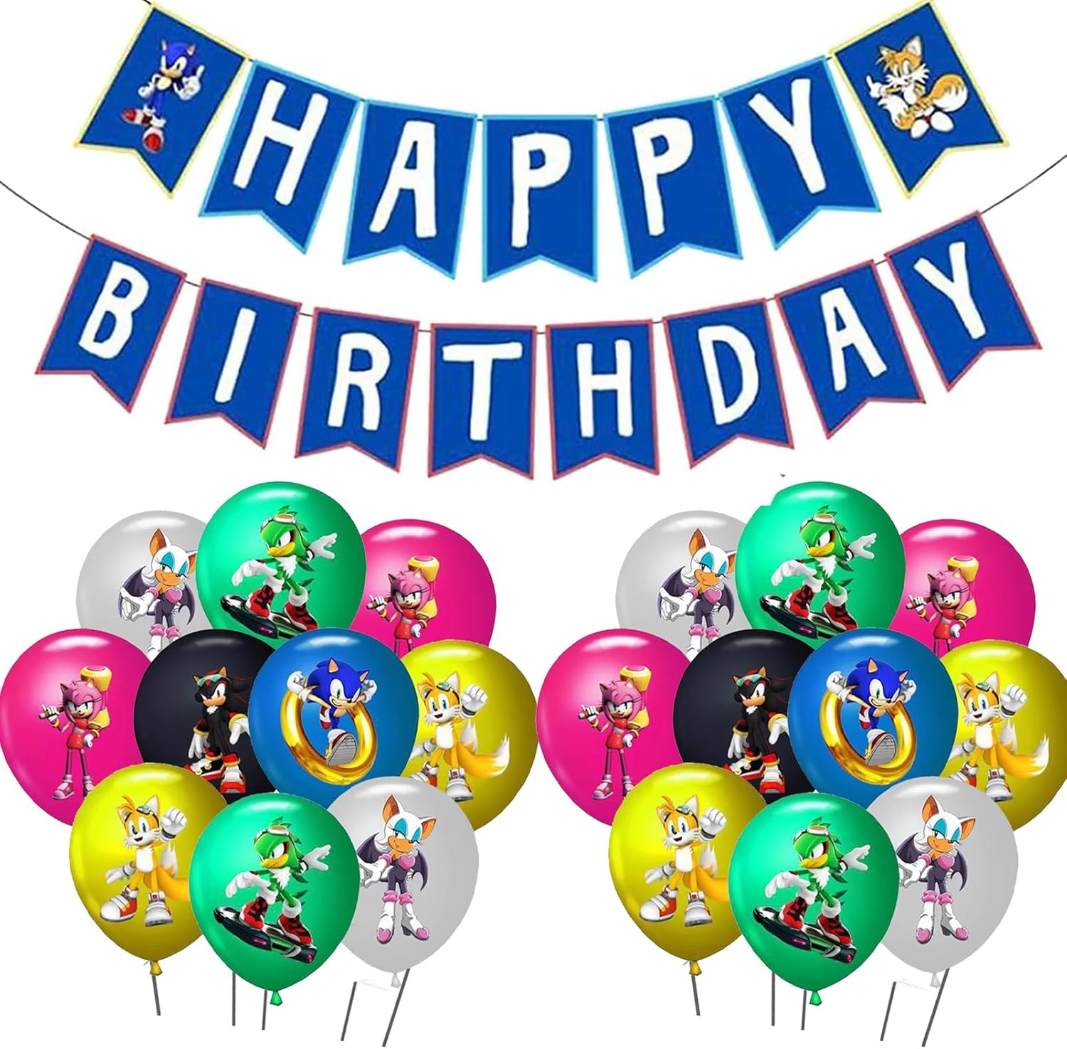 1Pcs Happy Birthday Banner 20Pcs Balloons Birthday Party Decorations, Party Latex Balloons for Kids Boys Girls Birthday Party Decoration