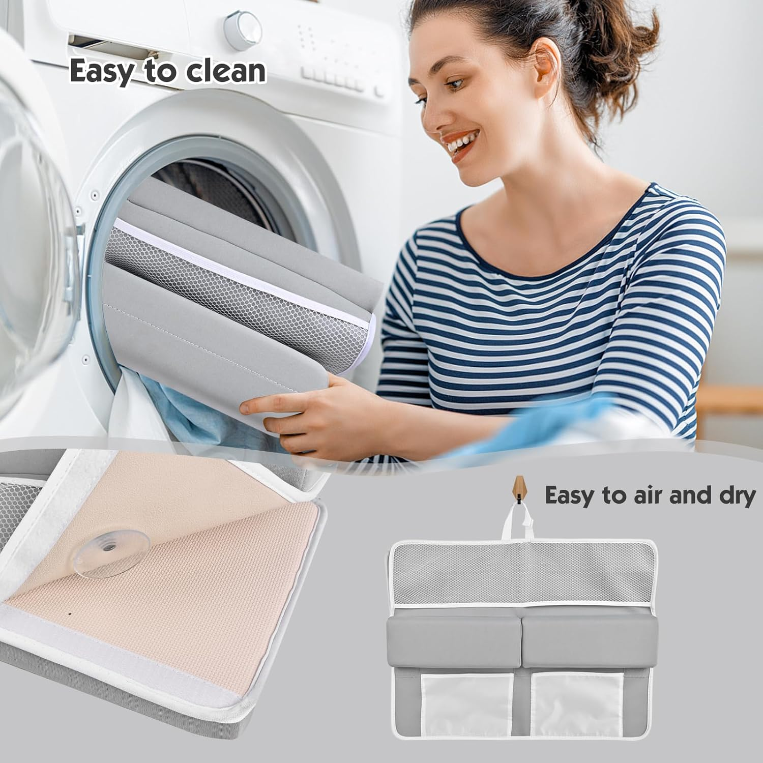 Comfortable Baby Bath Kneeler and Elbow Rest Pad Set - Foldable Non-Slip Mat, Thickest Bathtub Kneeler Pad with Parents - Painless Memory Foam, Soft and Quick Drying image number 1