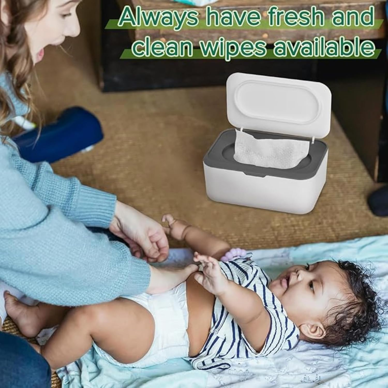 Dispenser Baby Wipe Holder &ndash; Refillable, Dustproof Wipes Container with Secure Moisture-Seal Lid, Keeps Wipes Fresh &ndash; Large Capacity for Home, Office, or Bathroom