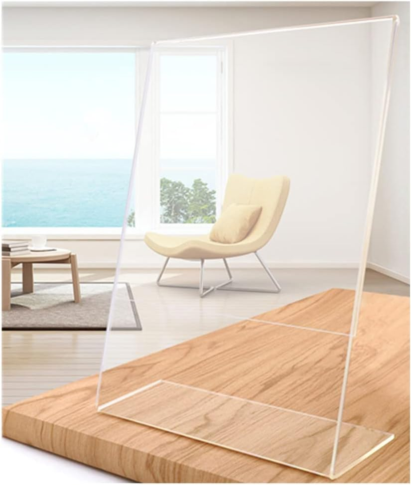 Clear Acrylic Sign Holder 10 Pack Clear Plastic Sign Holder Picture Photo Frames, Acrylic Sign Holder with Vertical Slanted Back, POP Flyer Document Paper Display Stand for Desktop (10X 15 Cm) image number 4