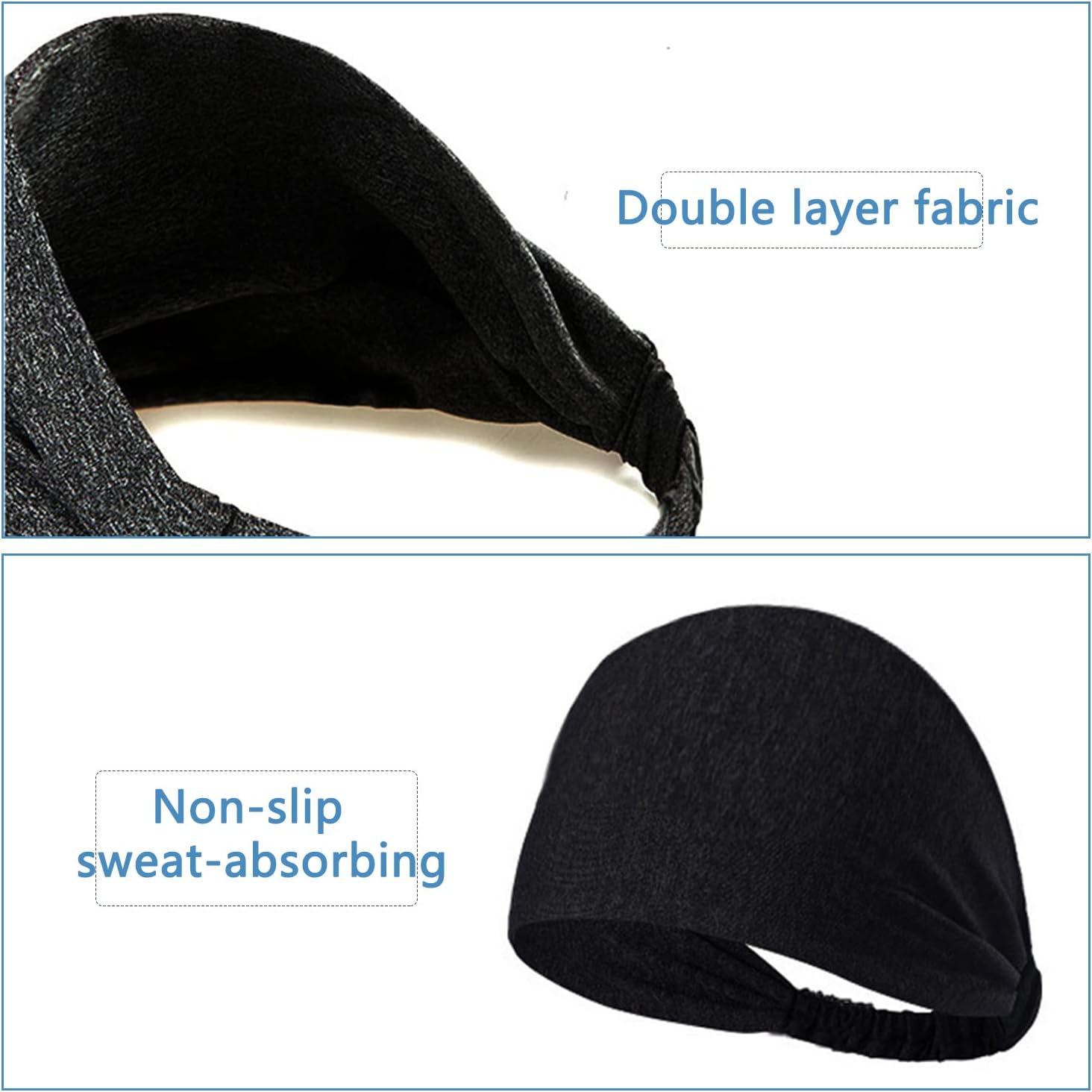 Pack of 3 Sports Headbands, Elastic Hair Bands, Non-Slip Sweatband, Highly Stretchy Hair Band for Jogging, Running, Hiking, Makeup, Bicycle and Basketball (Colour 3) image number 3