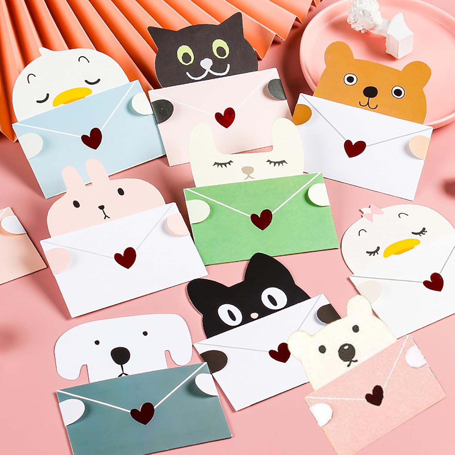 18 Pieces Cute Animals Greeting Cards Assortment Cartoon Animals Greeting Card, Cute Memo Card Lovely Message Card Business Card Thank You Card Birthday Card Mothers Day Card Letter Writing Card Invitation Card Cartoon Child with Envelopes image number 4