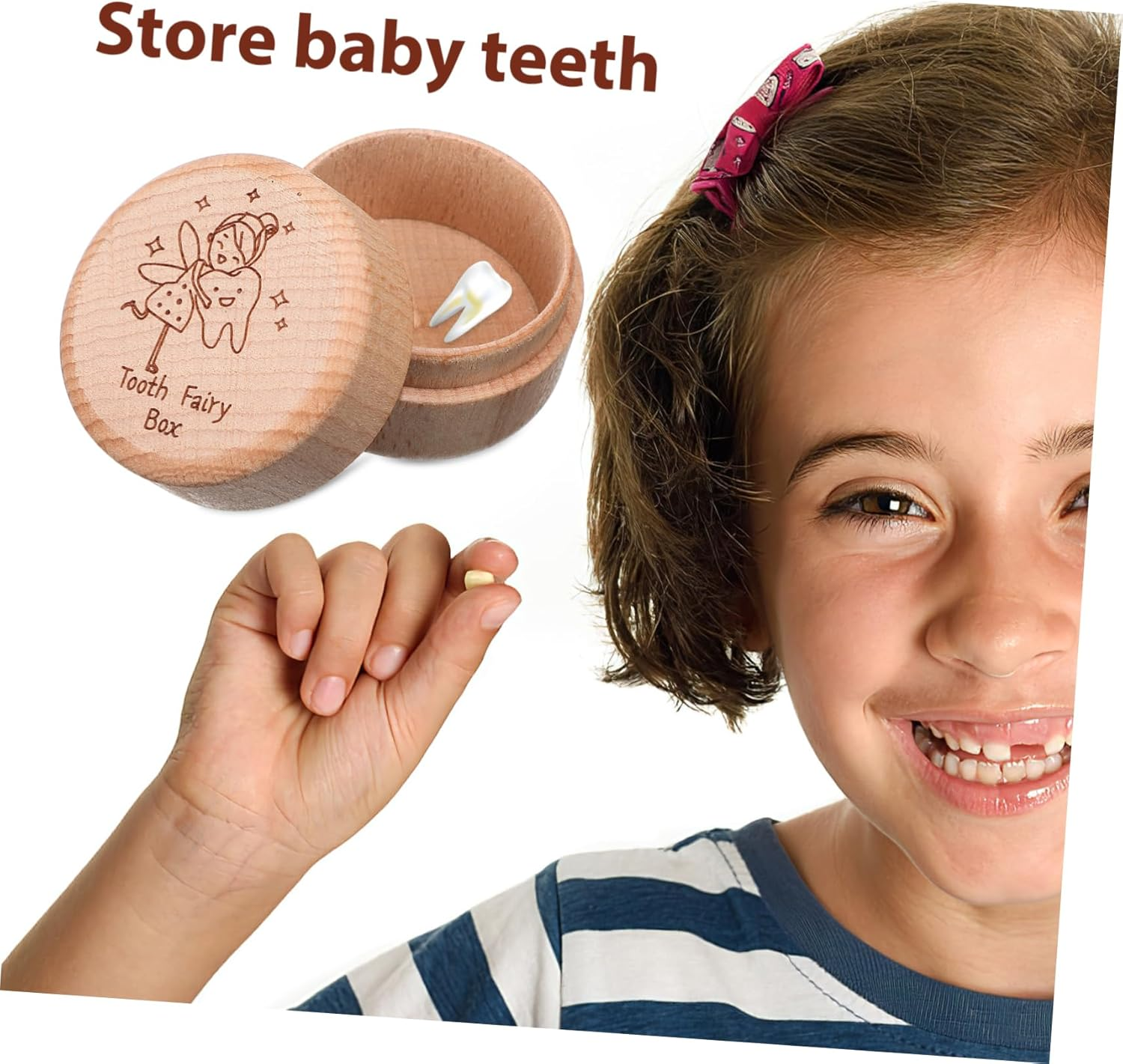Wooden Tooth Keepsake Box Baby Tooth Holder for Boys and Girls Boys Girls Lost Storage Organizer Memory Keeper image number 2