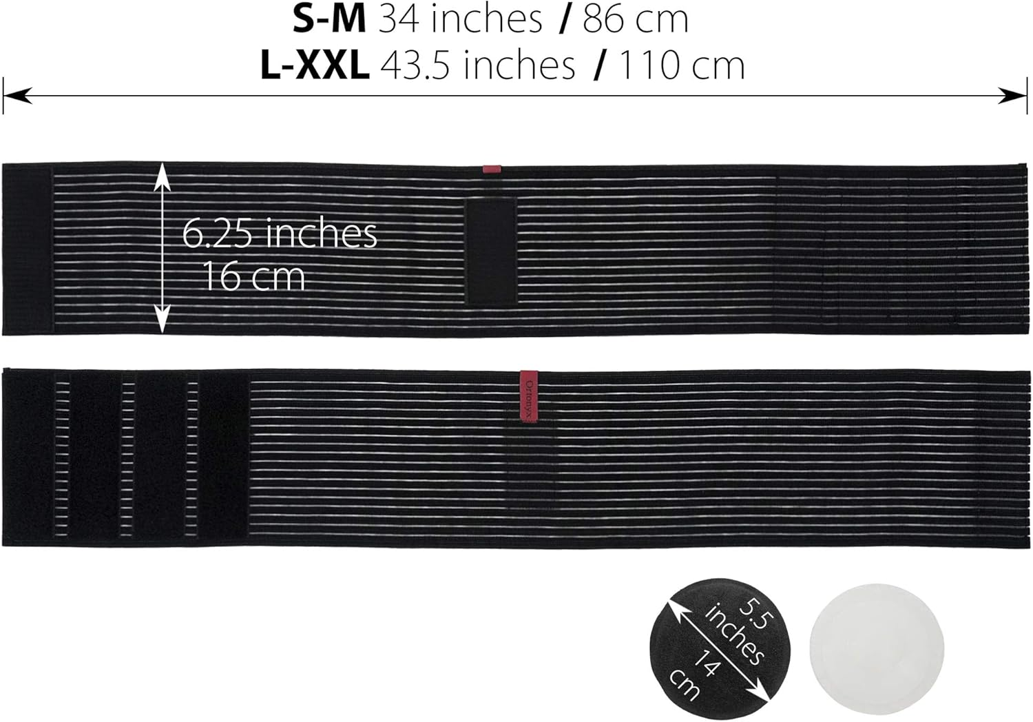 (S-M, Black) - ORTONYX Umbilical Navel Hernia Belt/Abdominal Support Brace - S-M Black image number 3