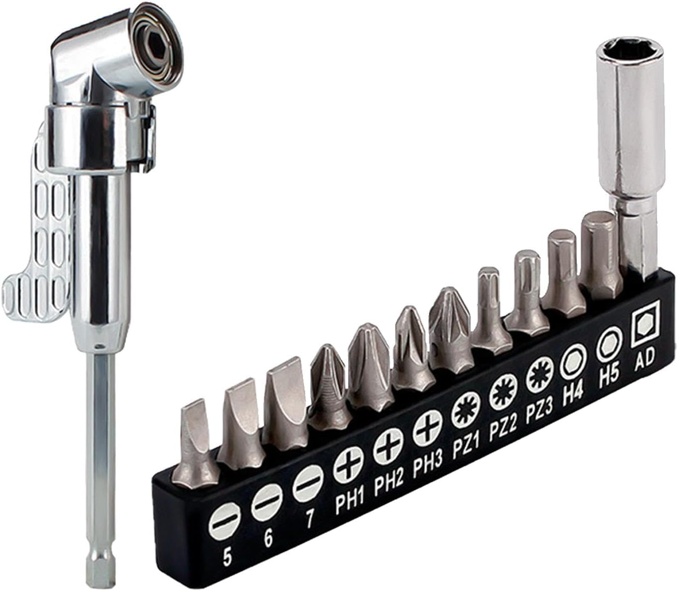 Acunny Right Angle Drill, 90 Degree Drill Accessory - 105&deg; Square Drill Bit Set Right Angle Screwdriver Set | Drill Accessories Power Tools Multifunctional Drill Set For - Set Long B image number 6