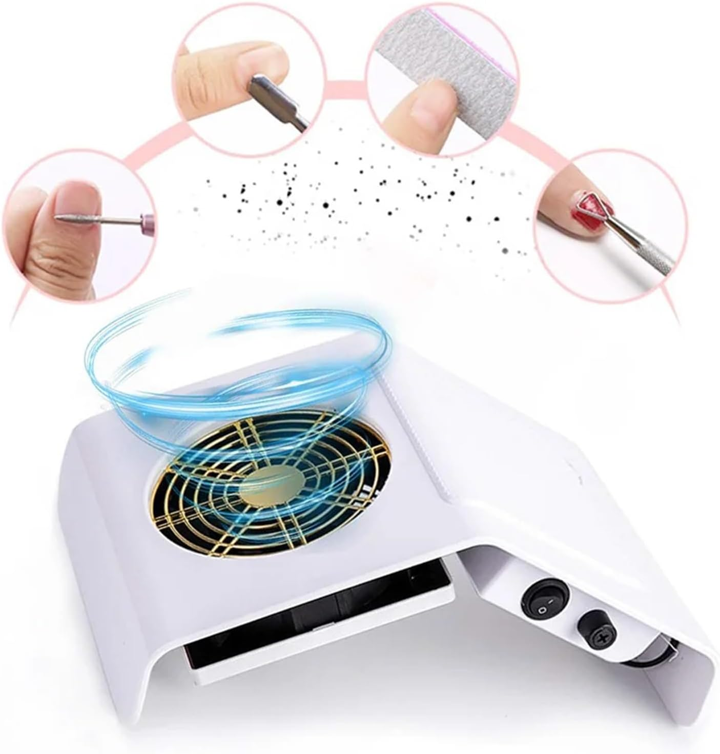 Nail Dust Collector, Nail Dust Collector for Manicure Nails Collector Suction Manicure Machine Nail Fan Art Salon Manicure Machine(Blue) - Blue image number 6