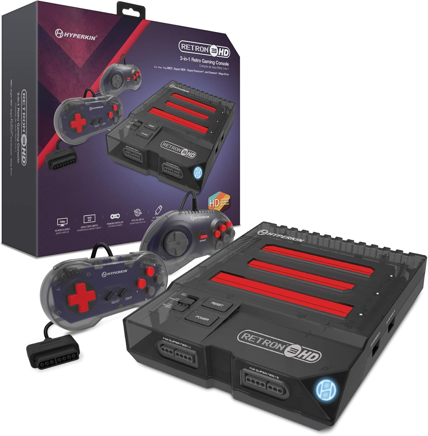 Hyperkin Retron 3 HD 3-In-1 Retro Gaming Console for NES, Super Famicom, and Genesis/Mega Drive (Space Black) - Sega Genesis image number 2