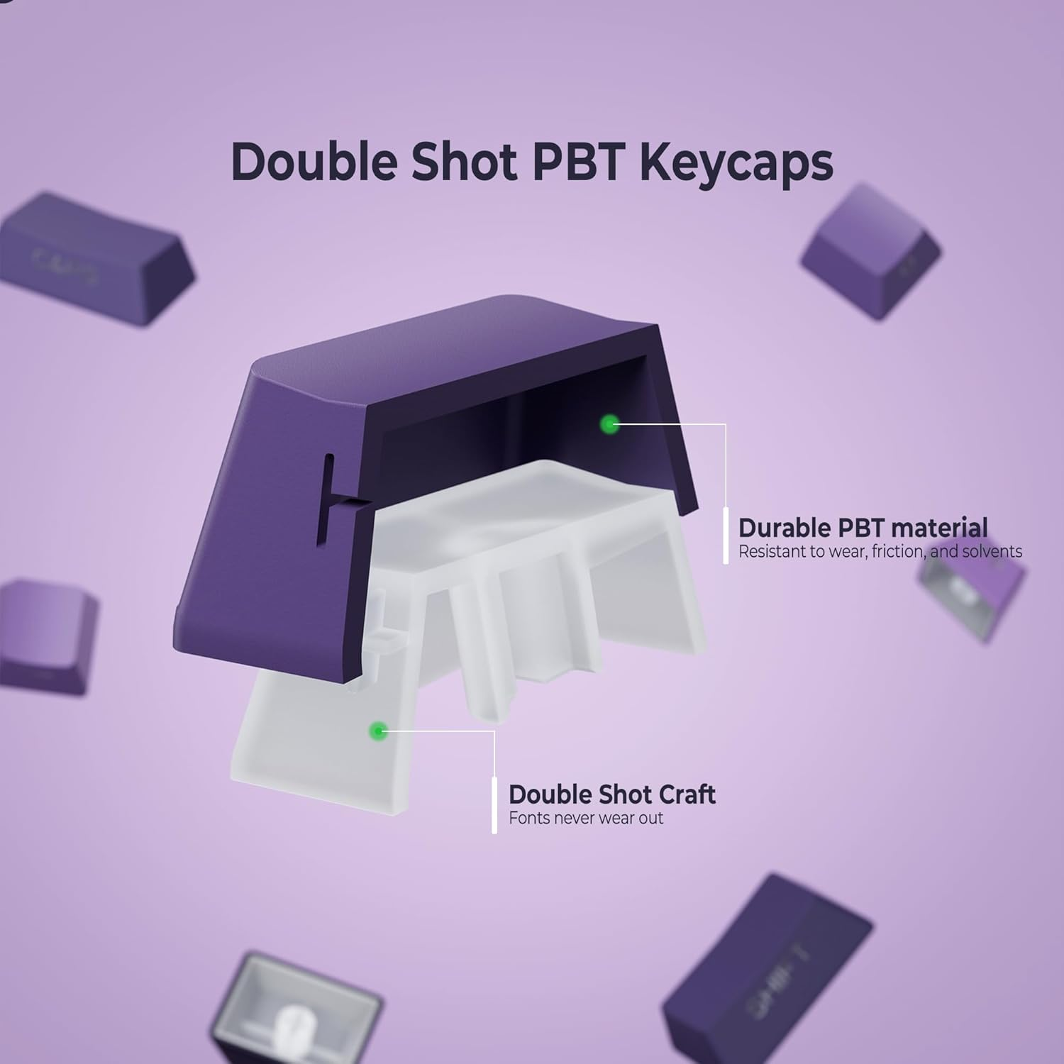 SDYZ XVX Side Print Keycaps - Shine through Keycaps, PBT Double Shot Custom Keycap Set, 136 Keys Gradient Purple OEM Profile Keyboard for Cherry Gateron MX Switches
