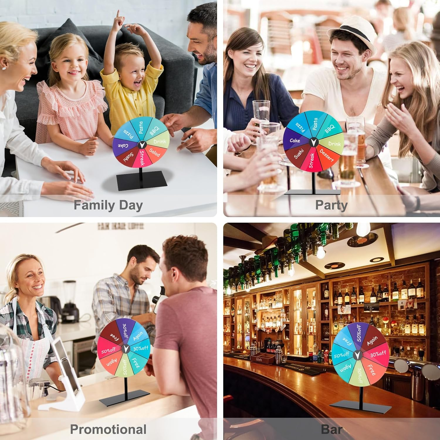 Nicwhite Spinning Prize Wheel, Dry Erase Spinning Wheel for Prizes with Stand, 7.87" Spin the Wheel Tabletop Roulette Spinner for Carnival, Trade Show, Win Fortune Spin Games image number 3