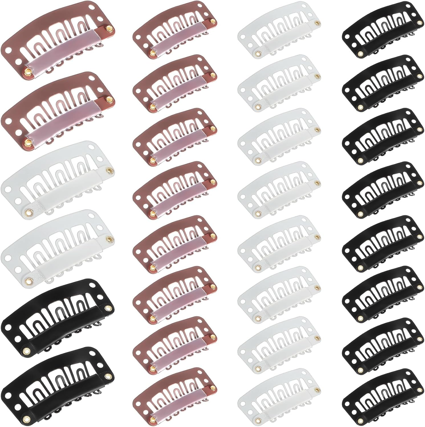 Pack of 30 U-Shaped Wig Clips, Ymapinc Hair Extensions Clips, Metal Hair Extension Clips, Wigs Accessories Tools for DIY Wigs, Hair Extensions, Black, Light Brown, Beige image number 2