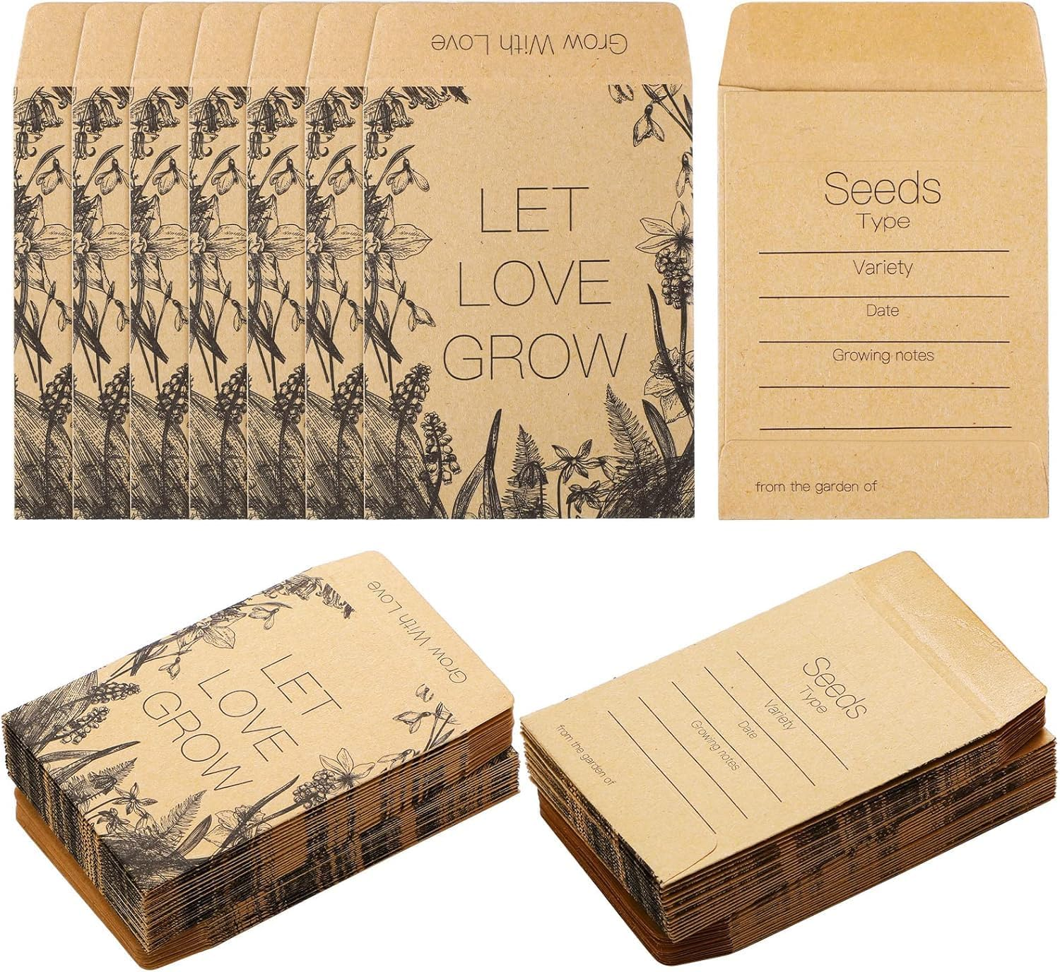 150 Pieces Seed Envelopes -Packets Self Adhesive Sealing for Seed Storage 2.24 X 3.5 Inch(5.7 X 8.9Cm) Small Envelopes with Clear Window for Saving Vegetables Plants Garden Seeds (B) image number 3