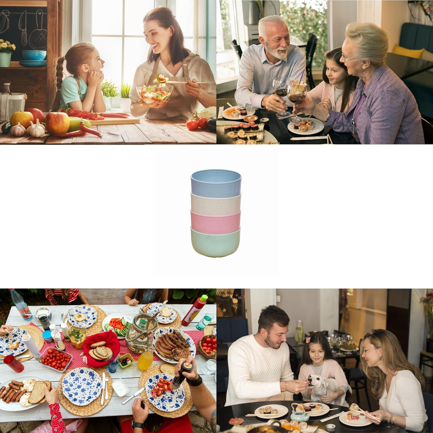 4 Pack Kids Wheat Straw Rice Bowls, Durable, and Safe Children'S Tableware Set, Microwave and Dishwasher Safe (Multicolored) image number 4