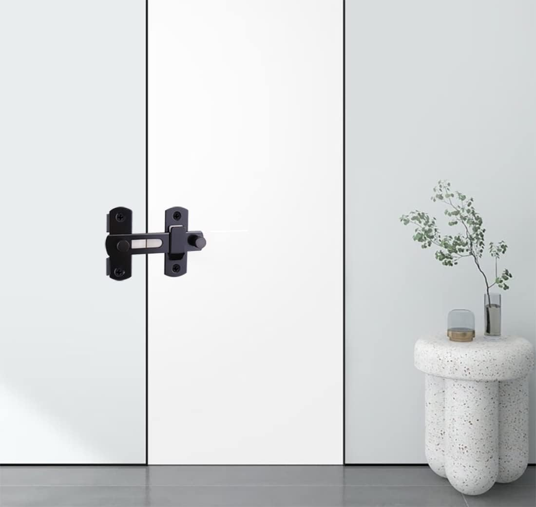 Flip Door Sliding Latch, 180 Degree Stainless Steel Latch, Safety Door Lock, Right Angle Curved Door, Buckle, Brushed Finish Extra Large Size (180&deg;-100Mm) image number 4