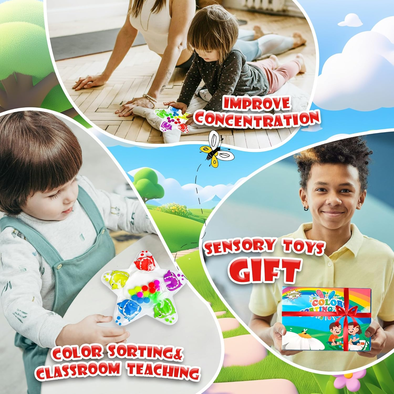 Colour Sorting Toys Sensory Toy - Squishy Shark Sensory Fidget Autism Toy for Toddlers, Calm down Color Matching Toy Preschool Learning Activity Educational Montessori Toys for Kids Boys Girls Gifts image number 6