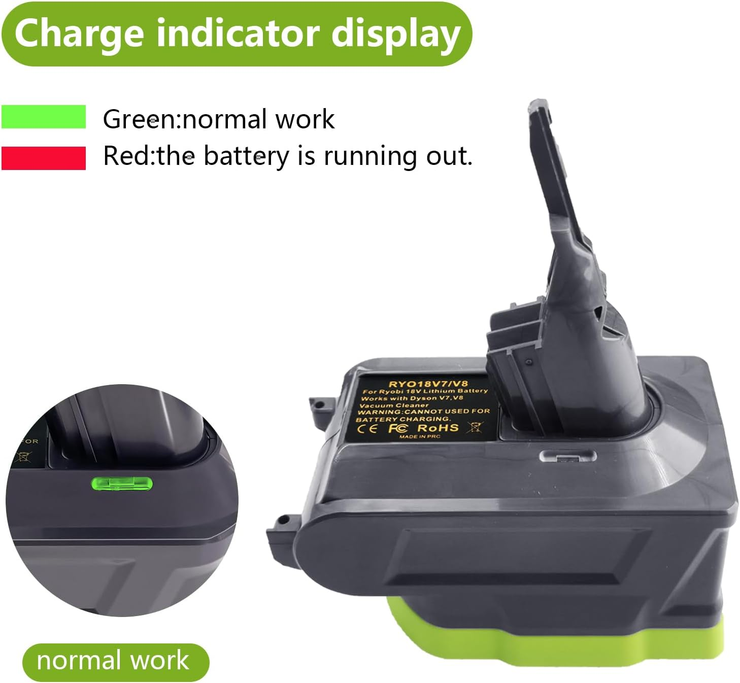 New Version V8 V7 Adapter for Ryobi 18V Lithium Battery Convert to Replace for Dyson Battery, Work for Dyon V8/7 Series Vacuum Cleaners Animal Absolute Motorhead image number 3