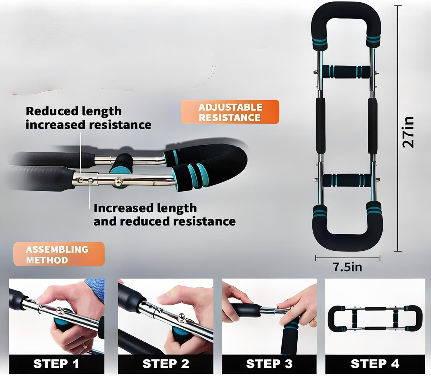 Twister Arm Trainer for Men Exerciser Chest Workout Equipment Adjustable Power Twist Bar Portable Exercise Strength Machine image number 3