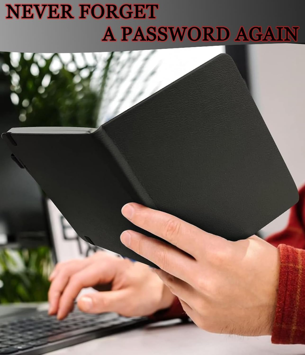 B6 Password Book with Alphabetical Tabs, Hardcover Password Keeper Internet Address Organizer Logbook for Computer and and Internet Address Website Login, Black image number 6