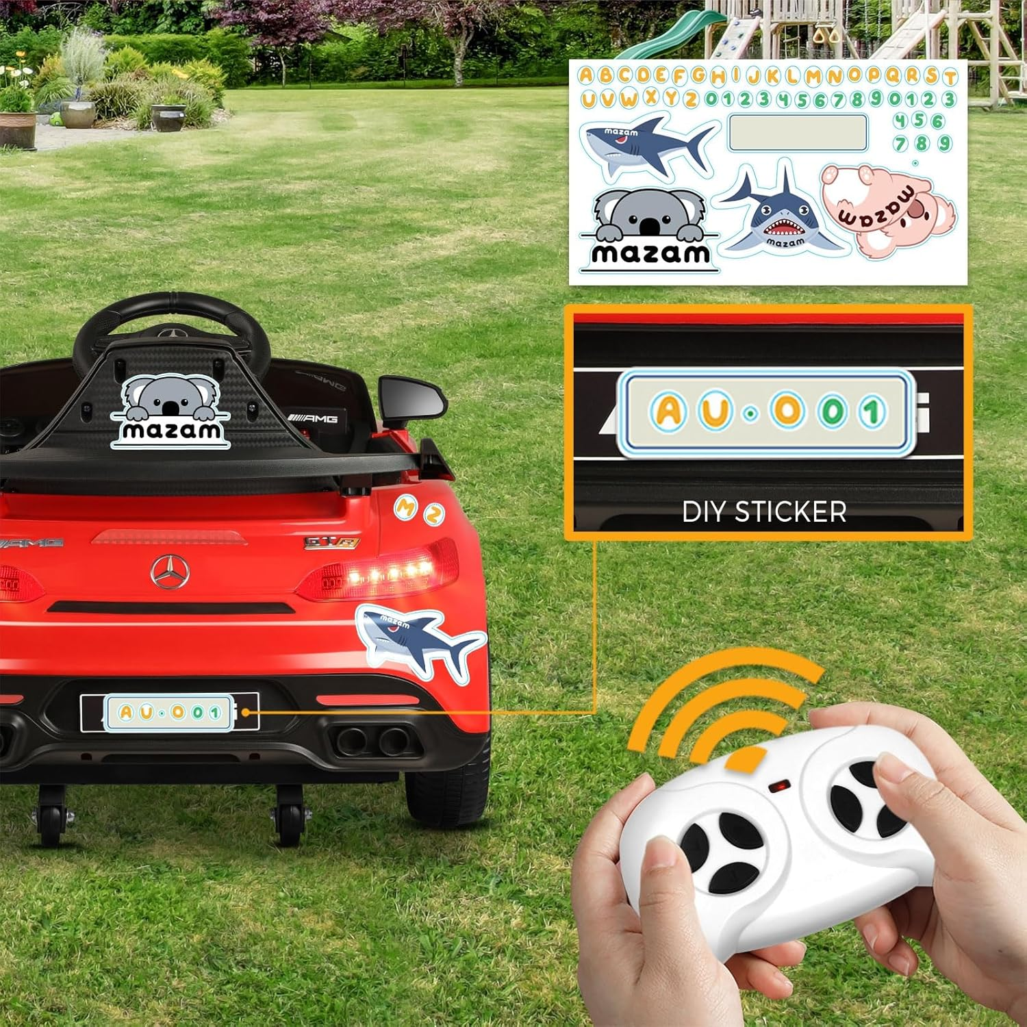 Mazam Kids Ride on Car with Remote Control Mercedes-Benz AMG GTR Licensed Electric Car image number 4